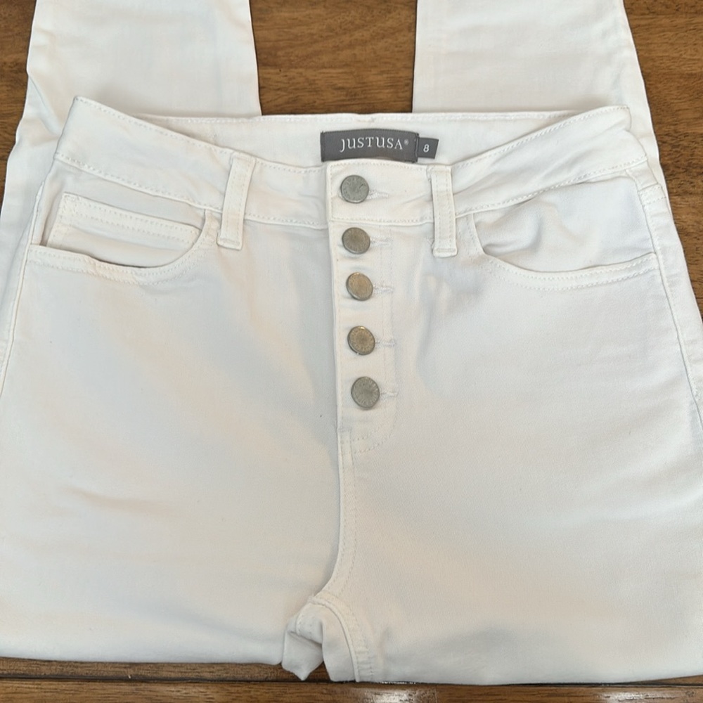 JUST USA white button fly jeans - Picture 2 of 6